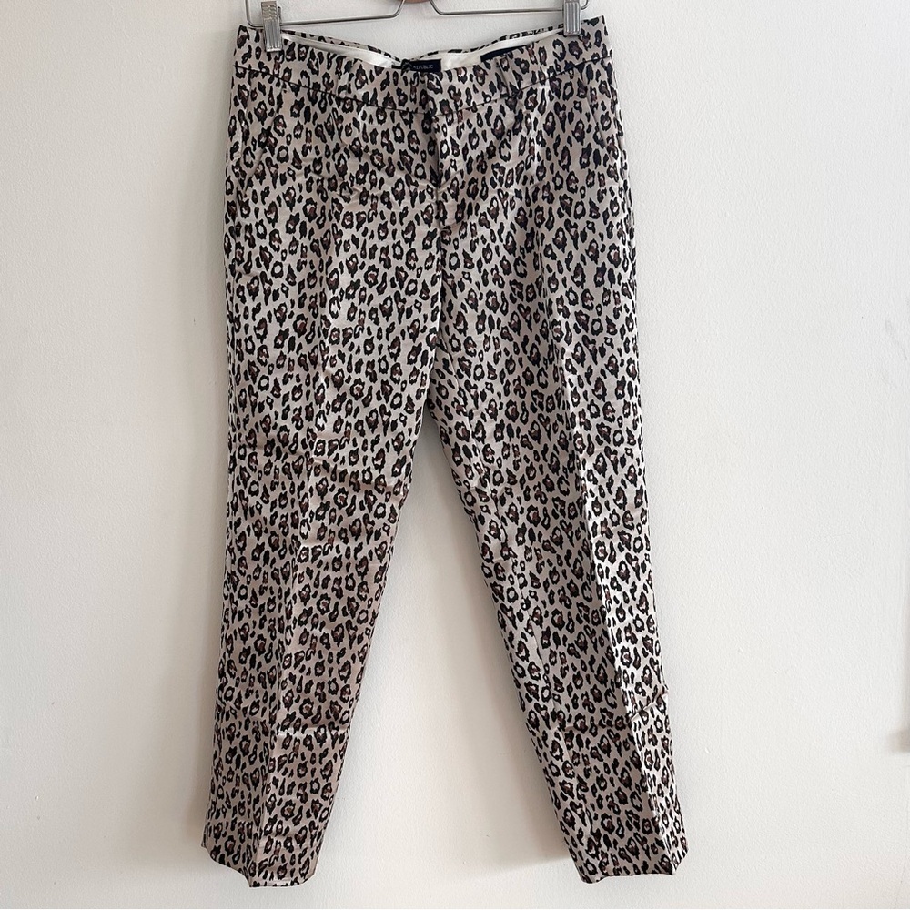 Banana Republic Satin Jacquard Leopard Animal print slim ankle Avery pants sz 6